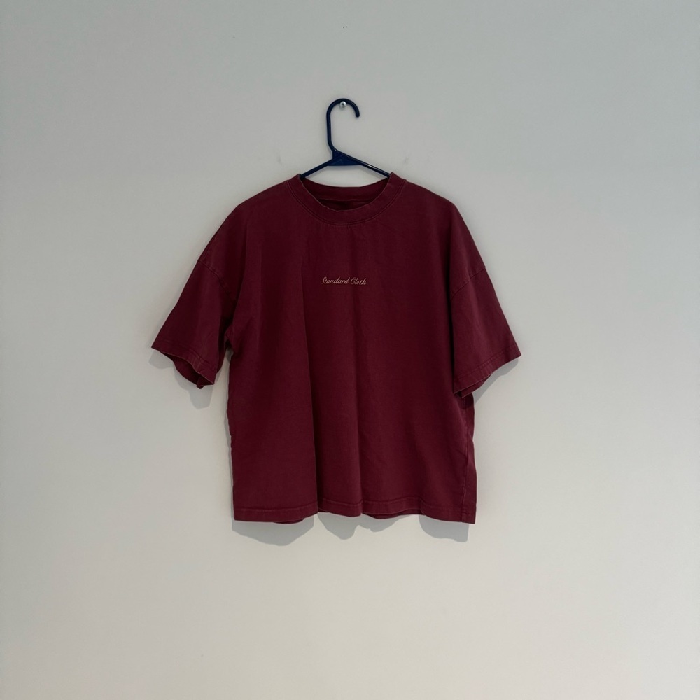 Urban Outfitters Standard Cloth Boxy Burgundy T-Shirt Size Small Like New